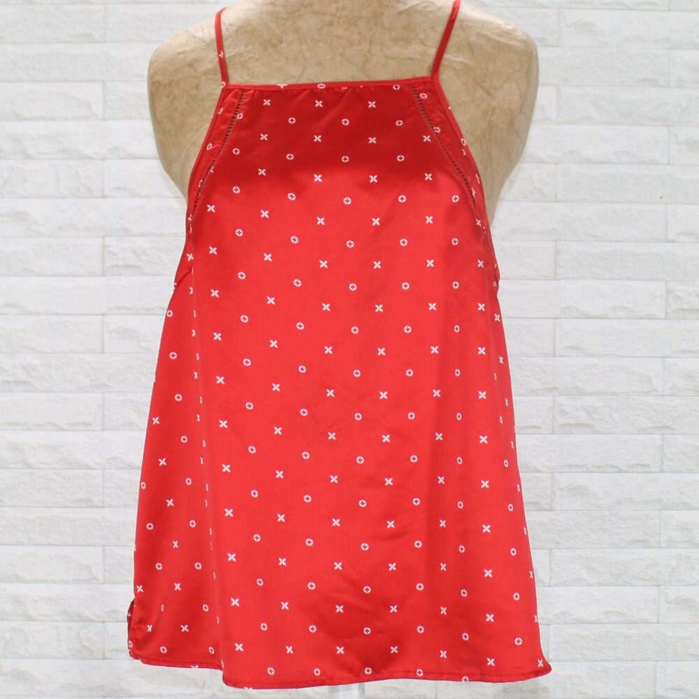 GILLIGAN & O'MALLEY Chemise Top Satin Feminine Intimate Daywear Cami Red White